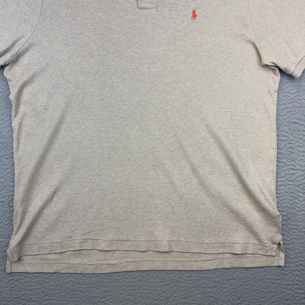 Polo Ralph Lauren Polo Shirt Mens Large Beige Cotton Short Sleeve Pony Logo